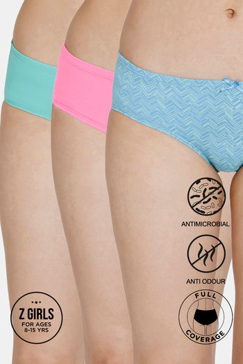 Buy Zivame Girls Anti-Microbial Low Rise Full Coverage Hipster Panty (Pack of 3) - Assorted